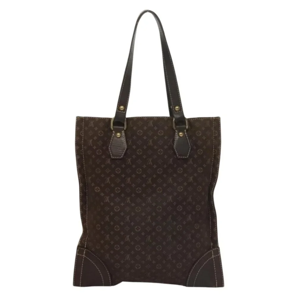 LOUIS VUITTON Monogram Mini Lin Tangier Tote Bag Brown Ebene M40023 Auth ep9437